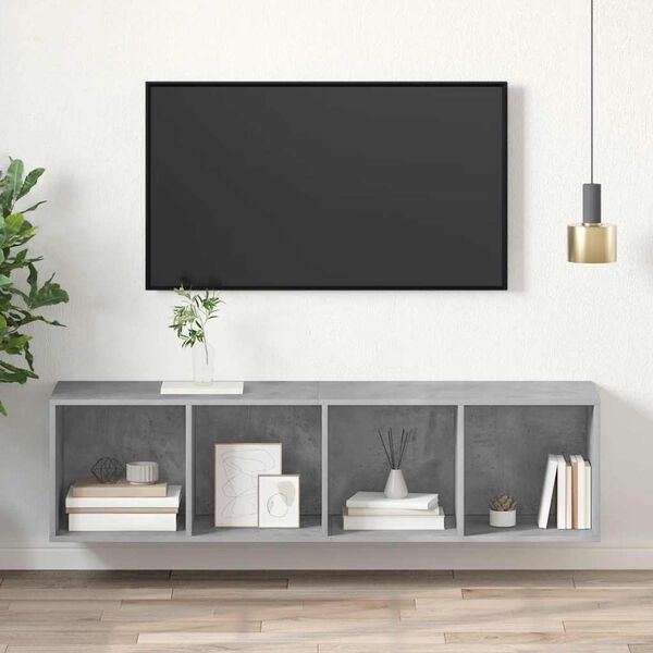 vidaXL N&aacute;stěnn&aacute; TV skř&iacute;ňka betonově &scaron;ed&aacute; 37 x 37 x 142,5cm dřevotř&iacute;ska
