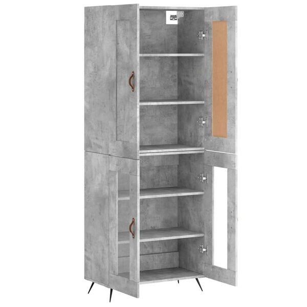 vidaXL Skř&iacute;ň highboard betonově &scaron;ed&aacute; 69,5x34x180 cm kompozitn&iacute; dřevo