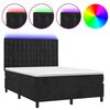 vidaXL Box spring postel s matrac&iacute; a LED čern&aacute; 140x200 cm samet