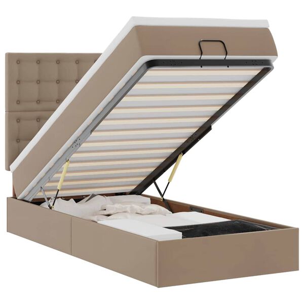 vidaXL Osmansk&yacute; r&aacute;m postele s matrac&iacute; cappuccino 80x200cm uměl&aacute; kůže