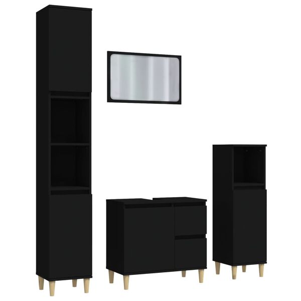 vidaXL 4d&iacute;ln&yacute; set koupelnov&eacute;ho n&aacute;bytku čern&yacute; kompozitn&iacute; dřevo