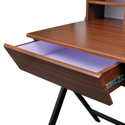 Hnědý psací stůl / PC stůl se 2 zásuvkami