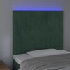 vidaXL Čelo postele s LED tmavě zelená 80x5x118/128 cm samet