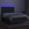 vidaXL Box spring postel s matrac&iacute; a LED tmavě &scaron;ed&aacute; 140x190 cm textil