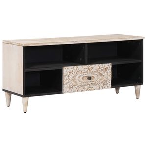 vidaXL Televizn&iacute; skř&iacute;ň B&iacute;l&aacute; 100 x 33,5 x 46 cm Masivn&iacute; mangov&eacute; dřevo