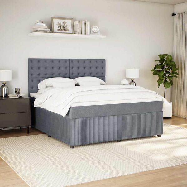 vidaXL Box spring postel s matrac&iacute; tmavě &scaron;ed&aacute; 180x200 cm samet