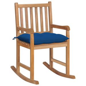 vidaXL Houpac&iacute; křeslo s modrou podu&scaron;kou masivn&iacute; teak