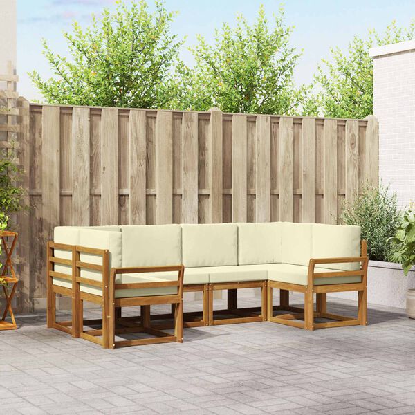 vidaXL Venkovn&iacute; pohovkov&aacute; souprava 6 pcs Přirozen&aacute; a Kr&eacute;mov&aacute;