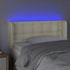 vidaXL Čelo postele s LED kr&eacute;mov&eacute; 103 x 16 x 78/88 cm uměl&aacute; kůže