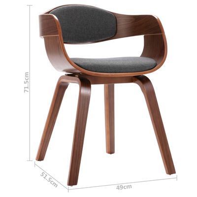 vidaXL Jídelní židle 6 ks ohýbané dřevo a šedý textil