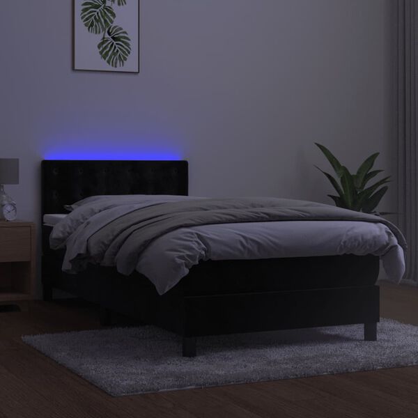 vidaXL Box spring postel s matrac&iacute; a LED čern&aacute; 80 x 200 cm samet