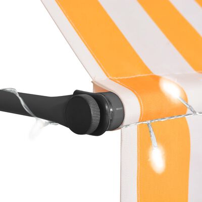 vidaXL Ručně zatahovací markýza s LED světlem 100 cm bílooranžová