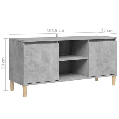 vidaXL TV skříňka nohy z masivního dřeva betonově šedá 103,5x35x50 cm