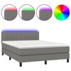 vidaXL Box spring postel s matrac&iacute; a LED tmavě &scaron;ed&aacute; 140x190 cm textil