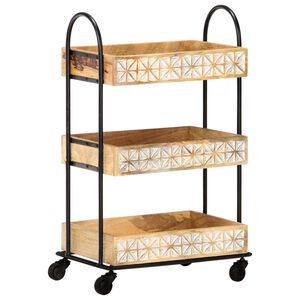 vidaXL Kuchyňsk&yacute; voz&iacute;k 3patrov&yacute; 46 x 30 x 76 cm masivn&iacute; mangovn&iacute;k
