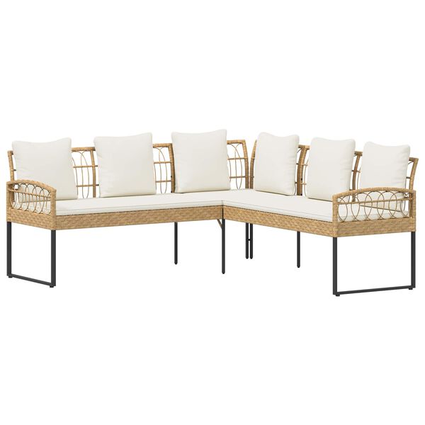 vidaXL Zahradn&iacute; sedac&iacute; souprava 2 pcs Př&iacute;rodn&iacute; Poly ratan a ocel