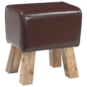 vidaXL lavice 40 x 30 x 45 cm Prav&aacute; kůže Tmavě hněd&aacute;