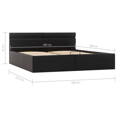 vidaXL Rám postele s LED úložný prostor černý umělá kůže 180 x 200 cm