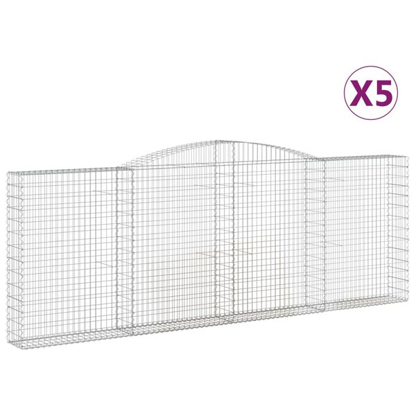 vidaXL Klenut&eacute; gabionov&eacute; ko&scaron;e 5 ks 400x30x140/160cm pozinkovan&eacute; železo