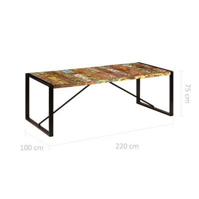 vidaXL Jídelní stůl 220 x 100 x 75 cm masivní recyklované dřevo