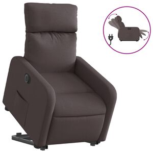 vidaXL Elektrick&eacute; zvedac&iacute; polohovac&iacute; křeslo tmavě hněd&eacute; textil