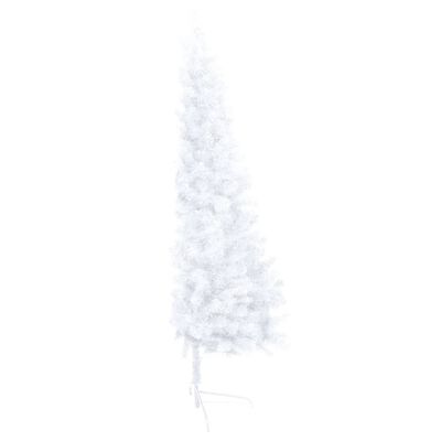 vidaXL Umělý vánoční půl stromek s LED a sadou koulí bílý 150 cm