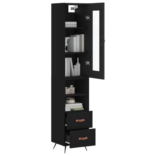 vidaXL Skř&iacute;ň highboard čern&aacute; 34,5 x 34 x 180 cm kompozitn&iacute; dřevo