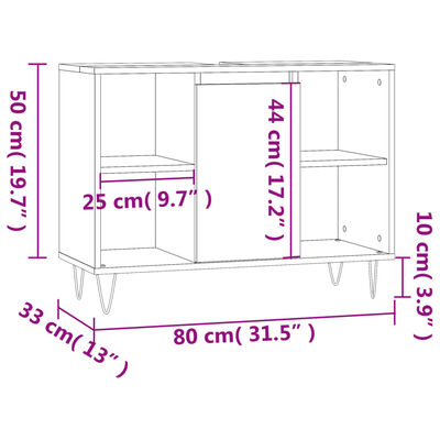 vidaXL Koupelnová skříňka hnědý dub 80 x 33 x 60 cm kompozitní dřevo