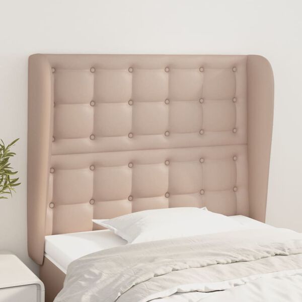 vidaXL Čelo postele typu u&scaron;&aacute;k cappuccino 93x23x118/128 cm uměl&aacute; kůže