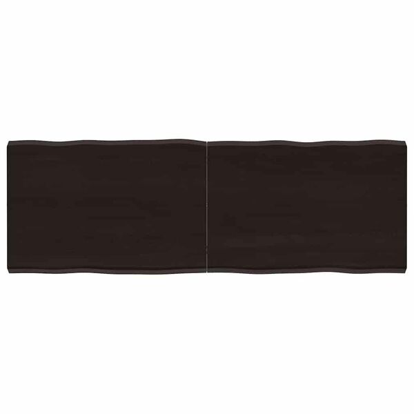 vidaXL Stoln&iacute; deska tmavě hněd&aacute; 120x40x(2-4)cm o&scaron;etřen&yacute; dub živ&aacute; hrana