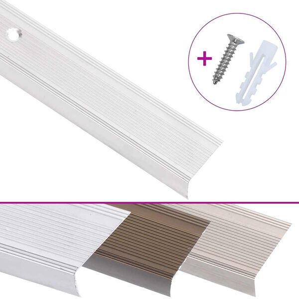 vidaXL Schodov&eacute; hrany ve tvaru L 15 ks hlin&iacute;k 100 cm stř&iacute;brn&eacute;