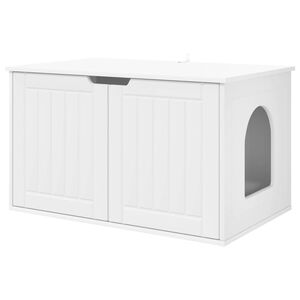 vidaXL Kočič&iacute; dům B&iacute;l&aacute; 85 x 55 x 50,5 cm Kompozitn&iacute; dřevo
