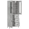vidaXL Skř&iacute;ň highboard betonově &scaron;ed&aacute; 69,5x34x180 cm kompozitn&iacute; dřevo