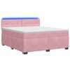 vidaXL Box spring postel s matrac&iacute; a LED Růžov&aacute; 140 x 200 cm Samet
