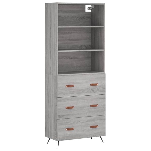 vidaXL Skř&iacute;ň highboard &scaron;ed&aacute; sonoma 69,5 x 34 x 180 cm kompozitn&iacute; dřevo