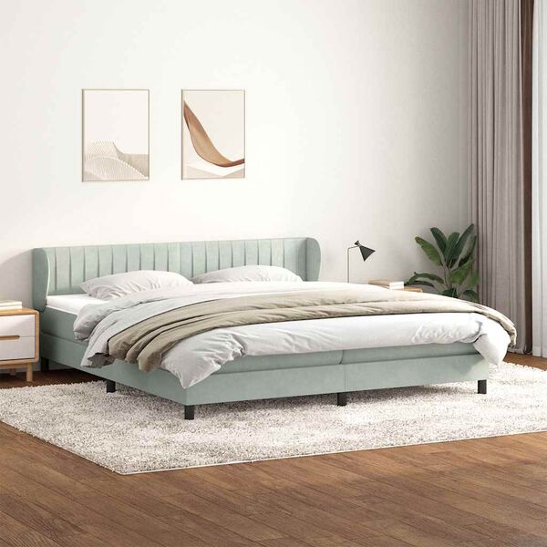 vidaXL Postel Box Spring s matracemi světle &scaron;ed&aacute; 180x210 cm samet