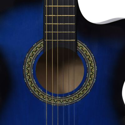 vidaXL Folková akustická kytara s výřezem ekvalizér a 6 strun modrá