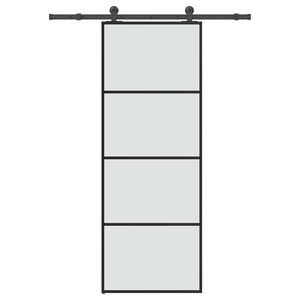 vidaXL Posuvn&eacute; dveře s kov&aacute;n&iacute;m 76x205 cm ESG sklo a hlin&iacute;k