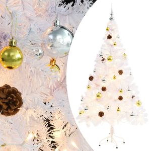 vidaXL V&aacute;nočn&iacute; stromek s LED osvětlen&iacute;m a baňkami b&iacute;l&yacute; 150 cm