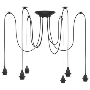 vidaXL Z&aacute;věsn&eacute; sv&iacute;tidlo se 6 drž&aacute;ků lamp E27 čern&eacute; metal