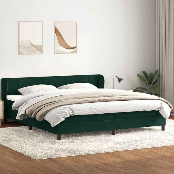 vidaXL Box spring postel s matracemi tmavě zelen&aacute; 200x210 cm samet
