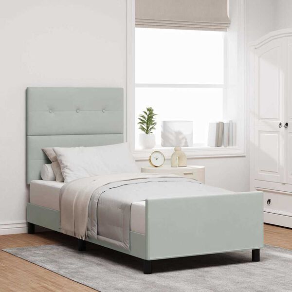 vidaXL Postel s boxspringem s čelo Světle &scaron;ed&aacute; 90 x 190 cm samet