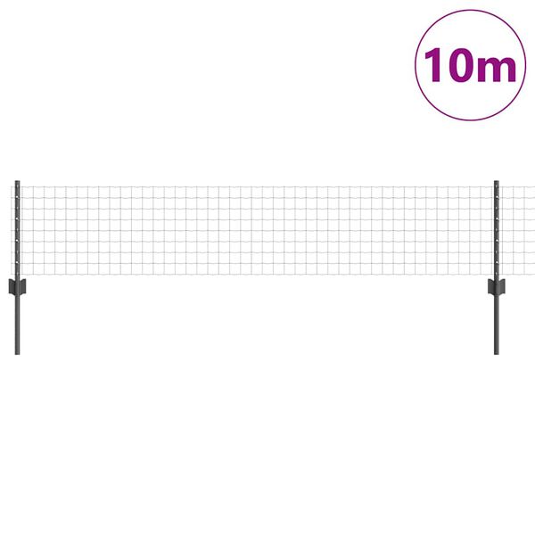 vidaXL Plot s sloupkem &Scaron;ed&aacute; 0,4 x 10 m Ocel a PVC
