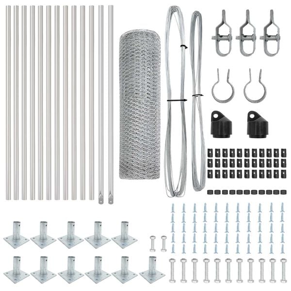 vidaXL Plotov&yacute; sloupek. Stř&iacute;brn&aacute; 25 x 0,4 m (25 mm s&iacute;ť) Ocel