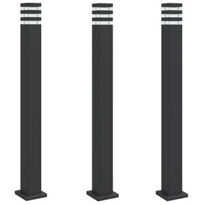 vidaXL Venkovn&iacute; stojac&iacute; lampy 3 ks čern&eacute; 110 cm hlin&iacute;k