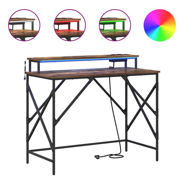 vidaXL Stůl s polic&iacute; Kouřov&yacute; dub 100 x 50 x 86,5 cm kompozitn&iacute; dřevo