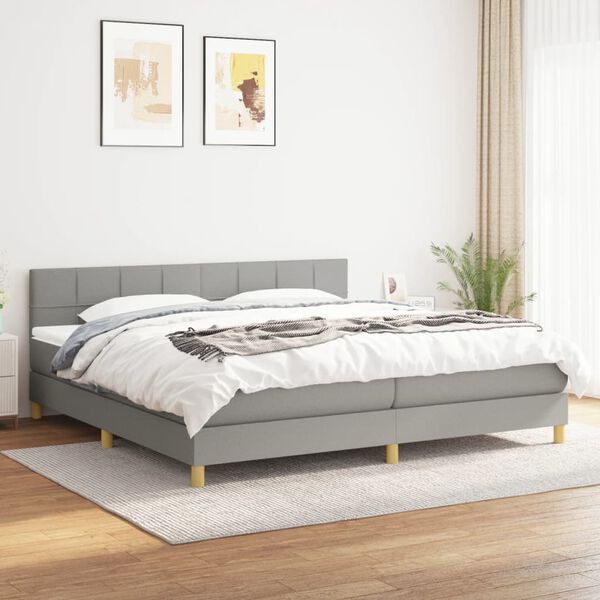 vidaXL Box spring postel s matrací světle šedá 200 x 200 cm textil