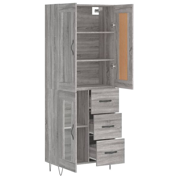 vidaXL Skř&iacute;ň highboard &scaron;ed&aacute; sonoma 69,5 x 34 x 180 cm kompozitn&iacute; dřevo
