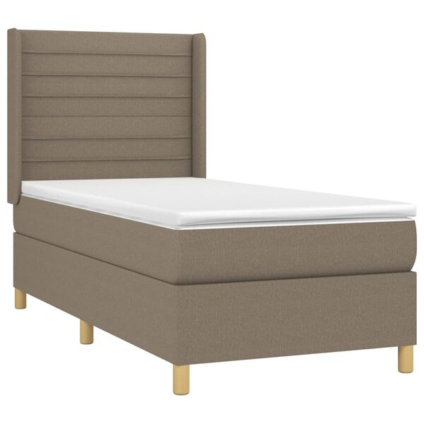 vidaXL Box spring postel s matrac&iacute; a LED taupe 90x200 cm textil