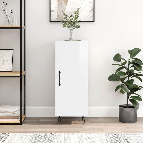 vidaXL Př&iacute;born&iacute;k b&iacute;l&yacute; s vysok&yacute;m leskem 34,5x34x90 cm kompozitn&iacute; dřevo